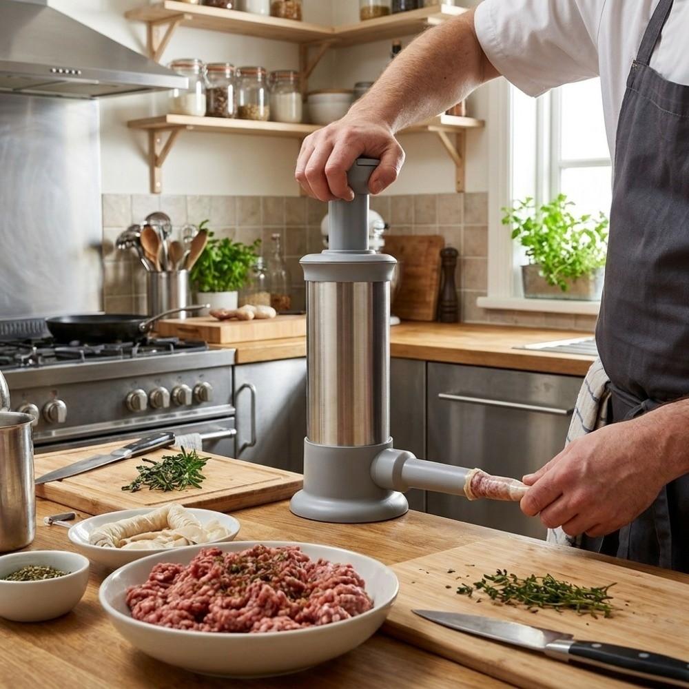 Food-Grade Manual Enema Device Stainless Steel Sausage Maker Meat Enema Device Home Use