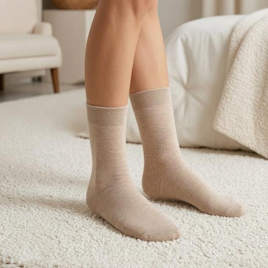 Winter Warm Dress Socks Men Crew Socks, Solid Color Casual Soft Non Binding Breathable Sweat Wicking Mid-calf for Autumn And Daily Wear Business