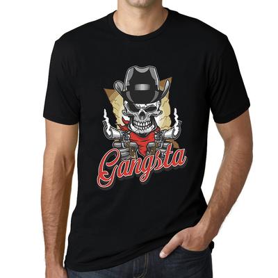Męska koszulka z grafiką - Gangsta Skull - Kowbojska koszula gangsterska dla mężczyzn