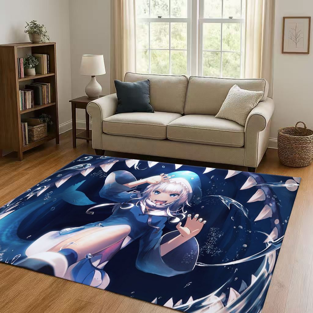 Anime Gawr Gura Hololive Cartoon Cute Girl Living Room Non Slip Area Rug Carpet for Bedroom Playroom Sofa,Home Decor Doormat