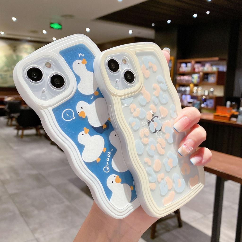 Cartoon Suitable for Iphone13promax Mobile Phone Case Apple 15 Transparent Cute Big Wave Protective Case