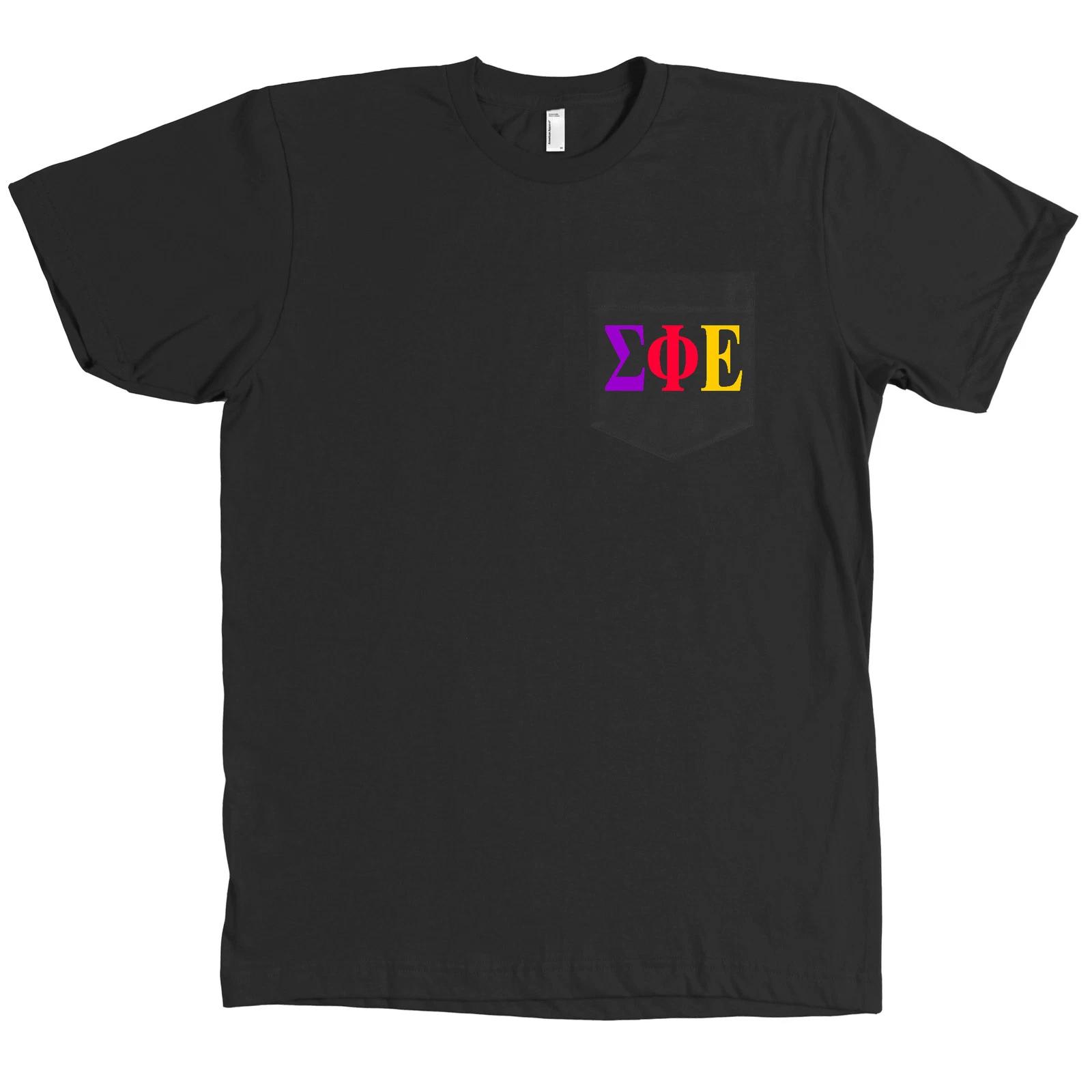 Sigma Phi Epsilon Bella + Canvas POCKET Black T Shirt Fraternity Letters NEW 2XL
