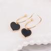 Black Enamel Oil Heart Drop Earrings for Women Party Statement Zircon Golden Metal Round Geometry C Shape Dangle Earrings