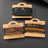 17KM 12 Pieces, Men's Fashionable Punk Imitation Leather and Wooden Bead Bracelet, Casual Style Can Be Layered, Suitable for Daily Wear and Parties