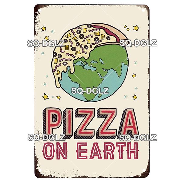 Vintage Metal Tin Sign Pizza Party Wall Decor Retro Kitchen Cafe Bar Home Plaque