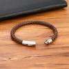 3/4/5/6/8mm Men Leather Bracelet Bangle 3 Colors Braided Magnetic Clasp Simple Style Custom Handmade Accessories Wholesale