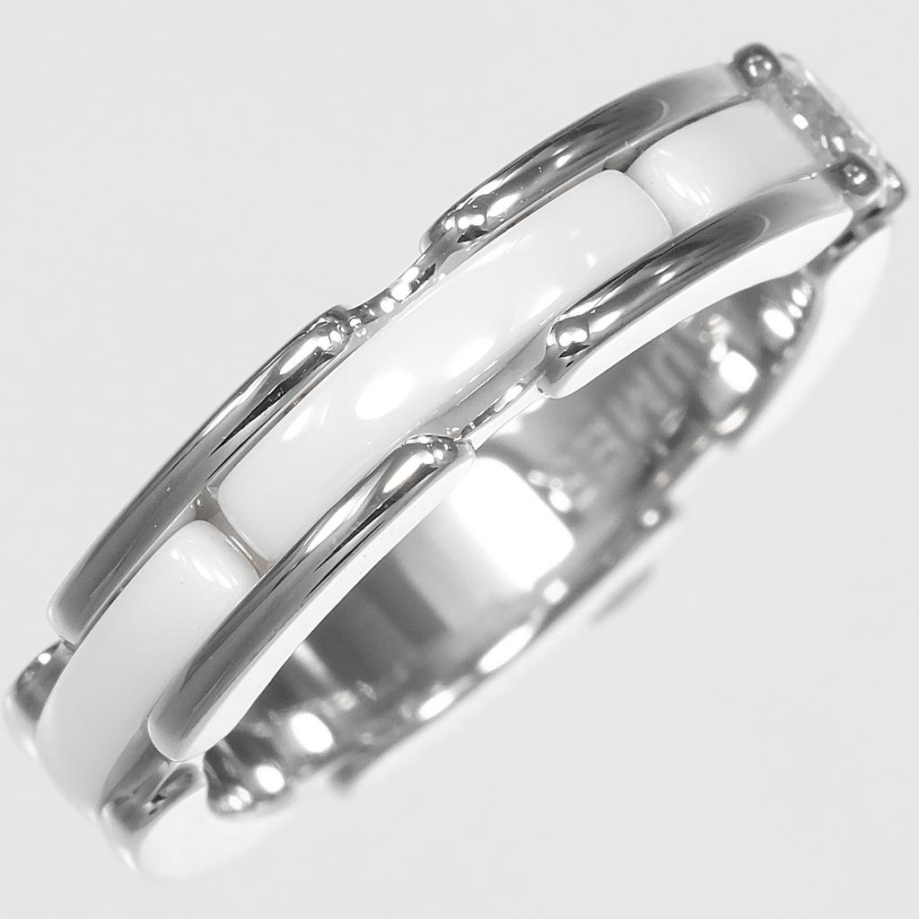 Chanel Anel Ultra Pequeno Ouro Branco K18/diamante/cerâmica #4.1(Tamanho dos EUA) 4,74g Feminino Usado