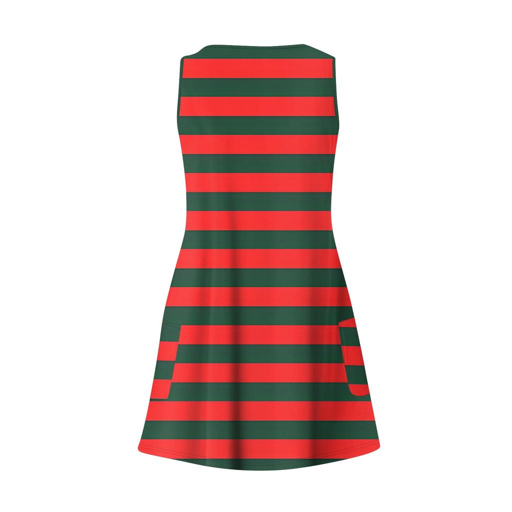 Women's Casual Print Summer Bohemian Beach Dress With Pockets V Neck Tank Dress
