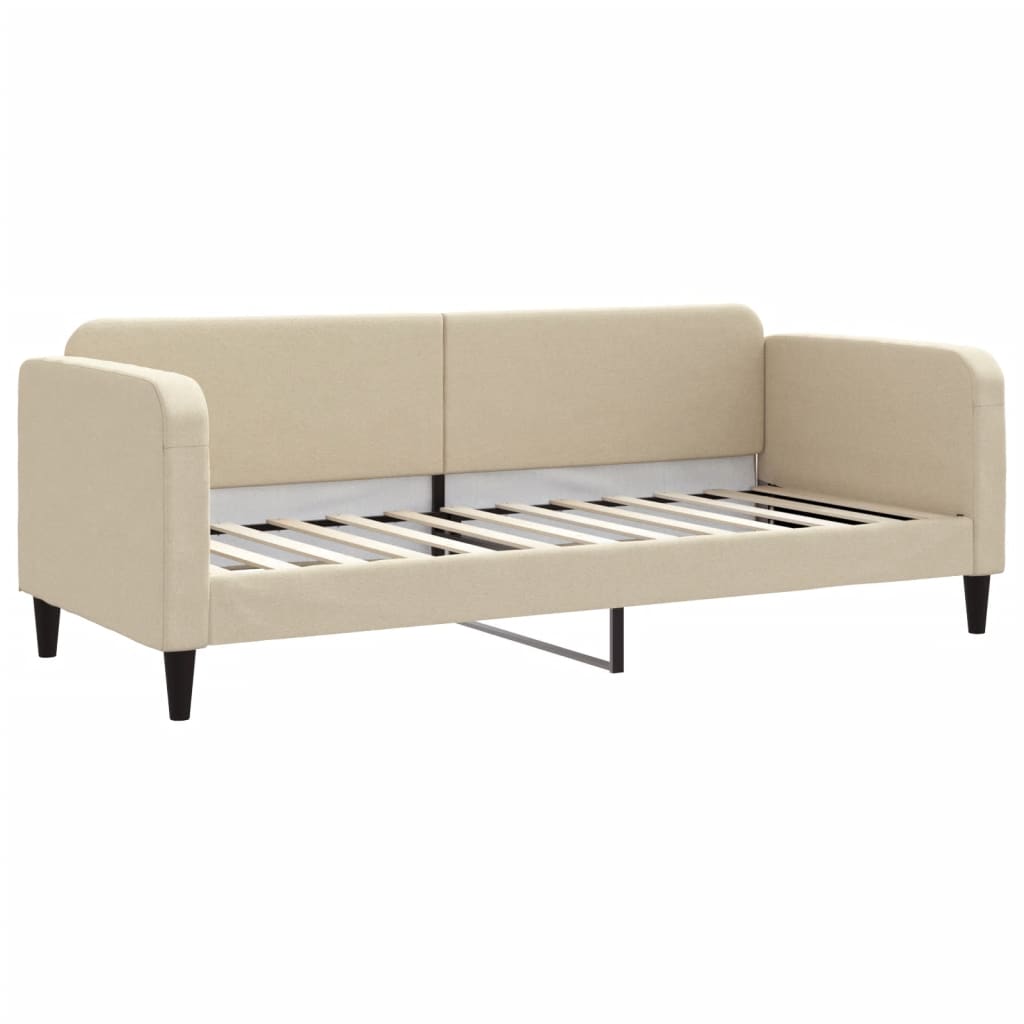 Pull Out Daybed with Drawers Cream 80 X 200 Cm Fabric