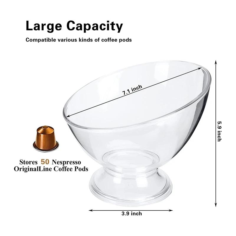 Koffiecapsulehouder, Plastic Koffiecapsule Organizer, Helder Glas Schuin Gesneden Schuin Snacksalade Fruit Snoep Schaal Decoratieve Kom