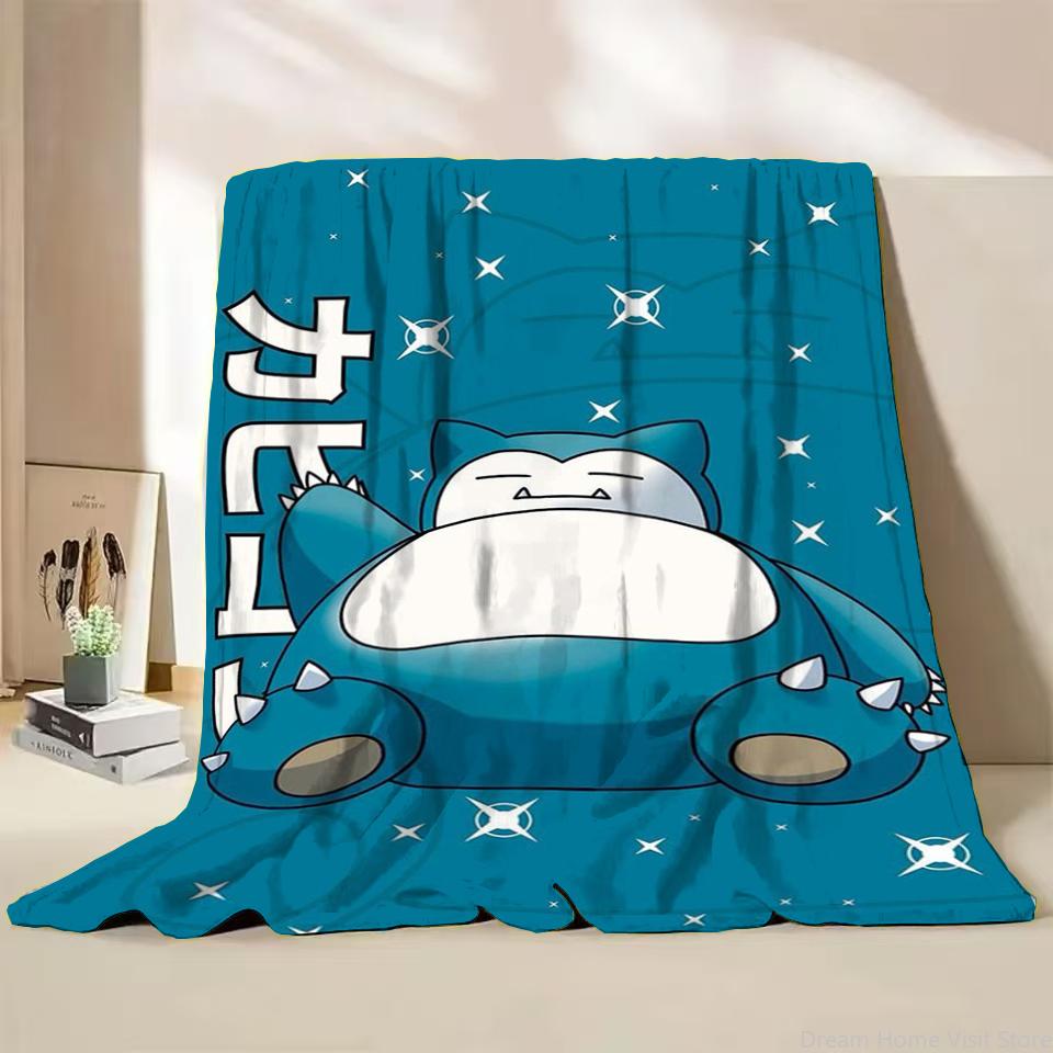 Pokemon Snorlax Flanelová Nadýchaná Fleece Deka pro Domov Ložnici Postel Pohovku Kancelář Dětská Přikrývka Dospělá Měkká Deka Dětský Roztomilý Dárek