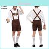 Elegante Abbigliamento Uomo per l'Oktoberfest Costume Cosplay con Camicia Monocolore e Bretelle