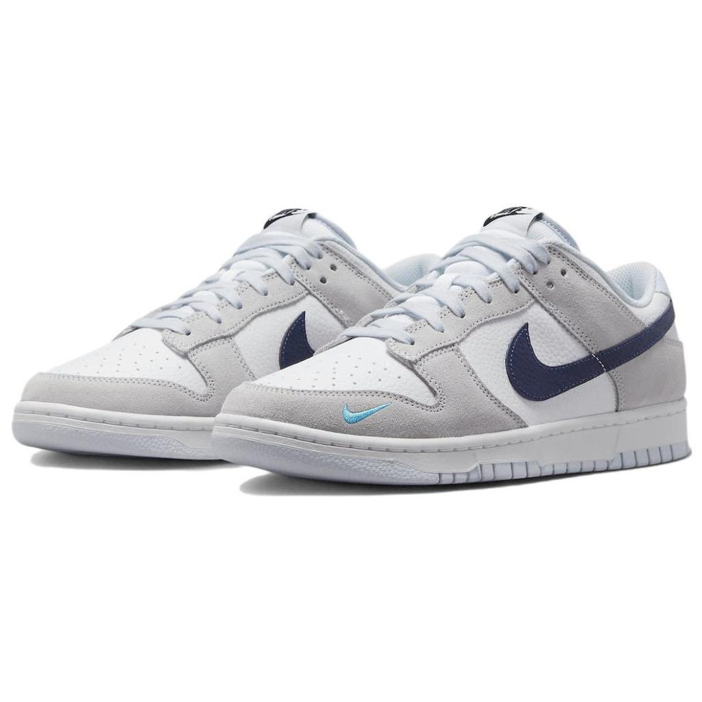 New Nike Dunk Low White Grey Navy Aqua Mini Swoosh FJ4227-001