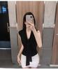 Korean Dongdaemun Pleated Sleeveless Slim-Fit Sash Top for Women