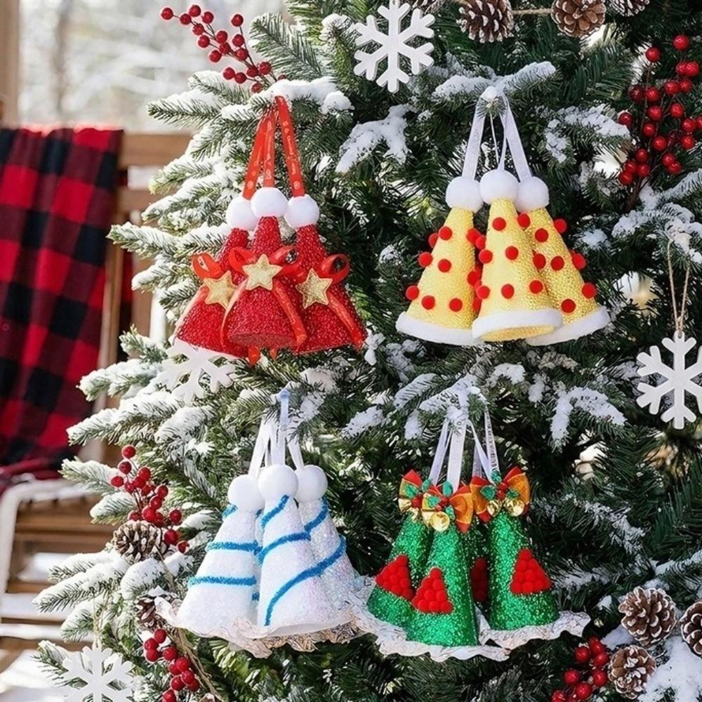 Handmade Cone‑Shaped Christmas Pendant Sequin Christmas Hat Ornament Home Party Supplies