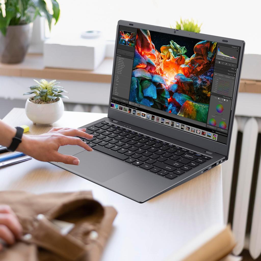 UOWAMOU Laptop with Office N5095 and Slim Windows 11 up to IPS 8GB 128GB USB USB HDMI for Students 2024, Processor, 14-inch, 1.3kg Ultra-Lightweight