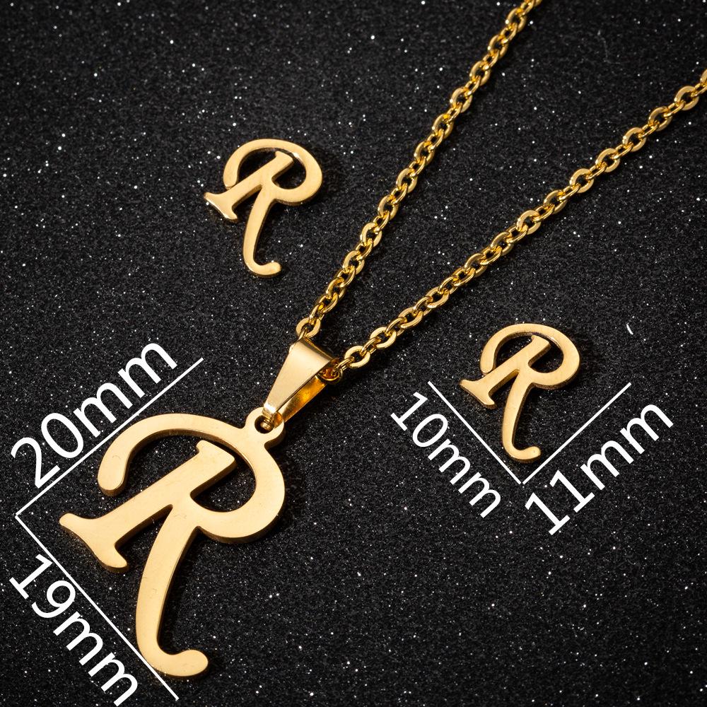 English Letter Necklace & Earring Set: Fashionable Jewelry for Women