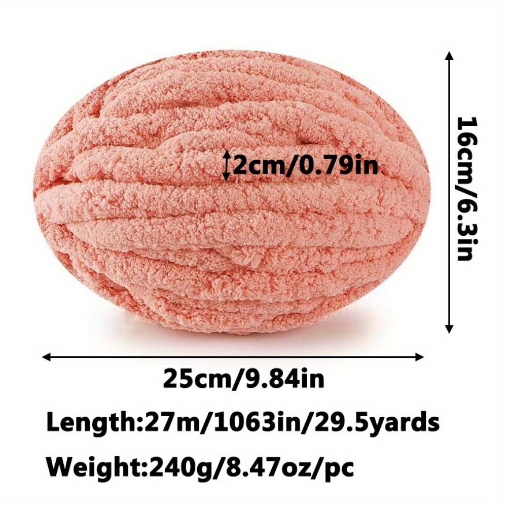 2pcs Chunky Chenille Yarn Wide Soft Arm Knitting Thick Yarn In Solid Colors for Scarves Hats Bags