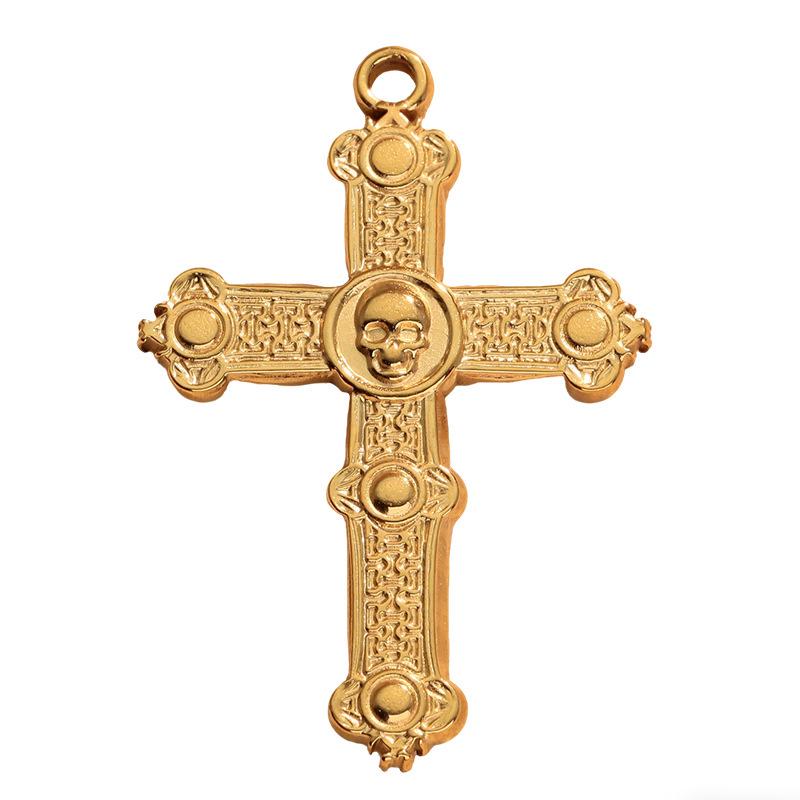 European & American Fashion Stainless Steel Cross Pendant Clavicle Chain - Non-Fading Women's Light Luxury Sweater Accessory