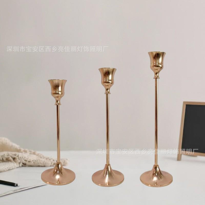 Elegant Vintage Brass Candle Holder Set Romantic Dinner Wedding Decor Home Table Centerpiece