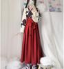 Taisho Roman Hakama Japanese Clothes Kimono Cosplay Costume Long Disguise Yukata Rose Rose Pattern [Lady Lazy] Women's Women's (Red, S)