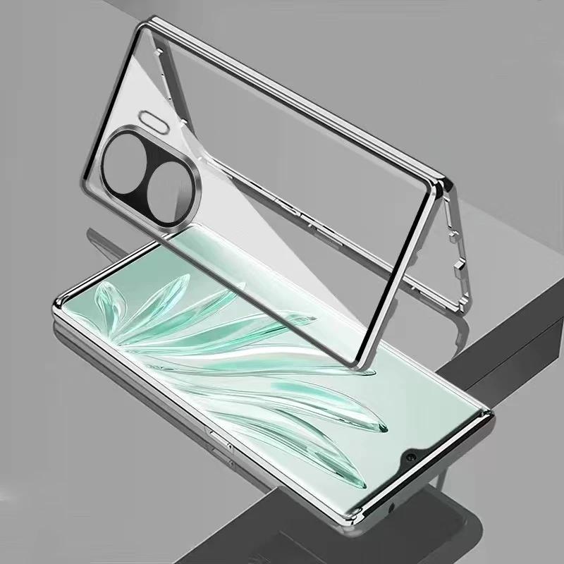 360 Magnetic Adsorption Phone Case for Huawei Nova 12 SE Metal Bumper + Tempered glass Back Cover for Nova 11SE shockproof Shell