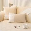 Four Seasons Chenille Luxury Sofa Cushion & Non-Slip Cover Set, Cream.
