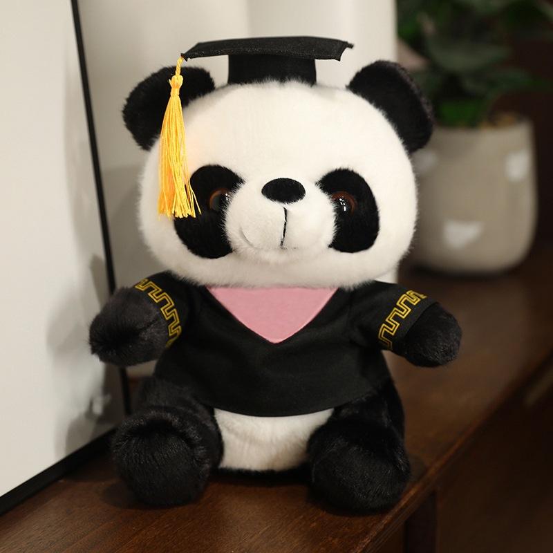 Cute Dr. Red Panda Panda Doll Plush Toy Cute Black and White Panda Doll Graduation Souvenir Gift