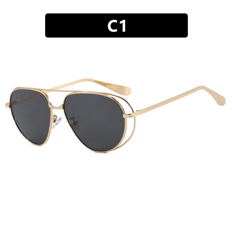 

Classic Double Bridge Pilot Hollow Sunglasses Women For Men 2026 Vintage Luxury Brand Designer Sun Glasses Punk Metal Eye Glass
