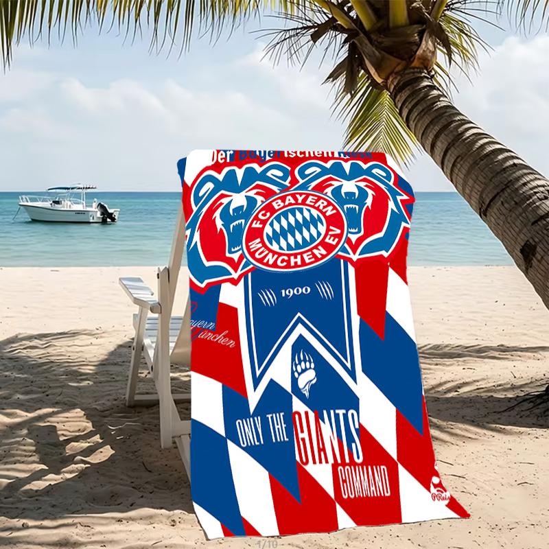 Beach Towel with FC Bayern München logo Pattern - soft,absorbent,machine washable Lightweight&Modern,swimming,Travel Essentials