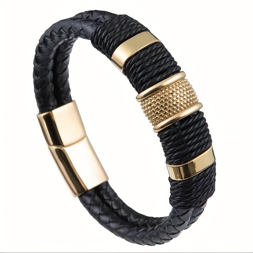 Retro Faux Leather Men's Bracelet | Multi-Layer, Faux Beaded, Jewelry Wrist Bracelet Gift, Father's Day Gift, Christmas Gift