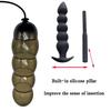 Super Long 5 Beads Inflatable Anal Plug Silicone Column Expandable Big Butt Plug Dildo Pump Ass Dilator Bdsm Sex Toy for Couples