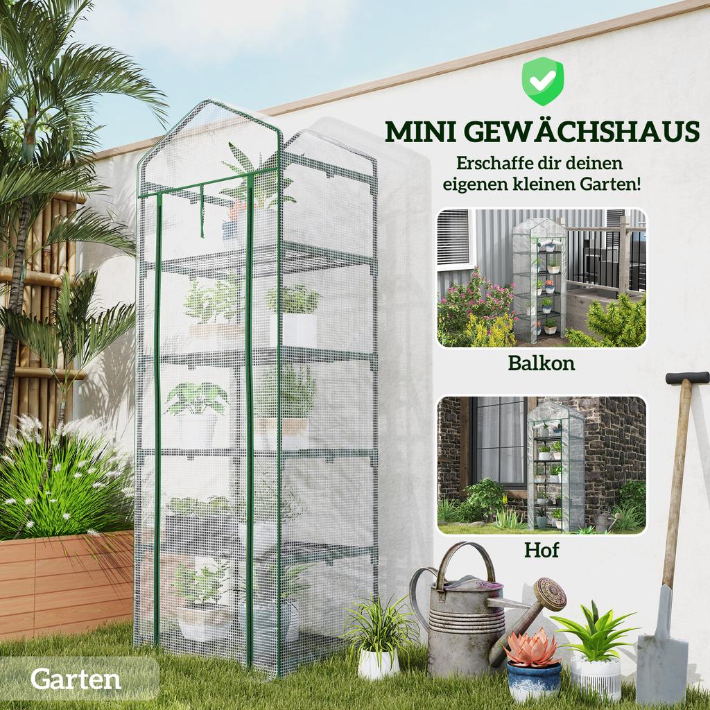 193cm Five Shelf Mini Greenhouse - White