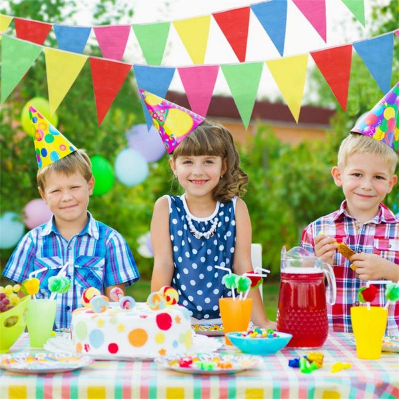 Colorful Triangle Flag Bunting 100M 150 Sides Reusable Polyester Banner for Garden Patio Holiday Party Outdoor Decor