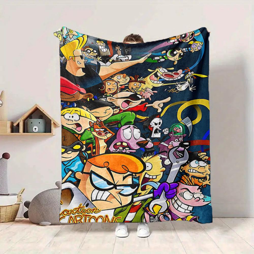 1pc Cartoon Characters Cozy Print Blanket Lightweight Warm Flannel Throw Blanket For Sofa, Bed, Living Room
