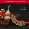 Pure Copper Chinese Lucky Knot Pendant with Five, Six, and Ten Emperor Coins - Door or Threshold Decoration.