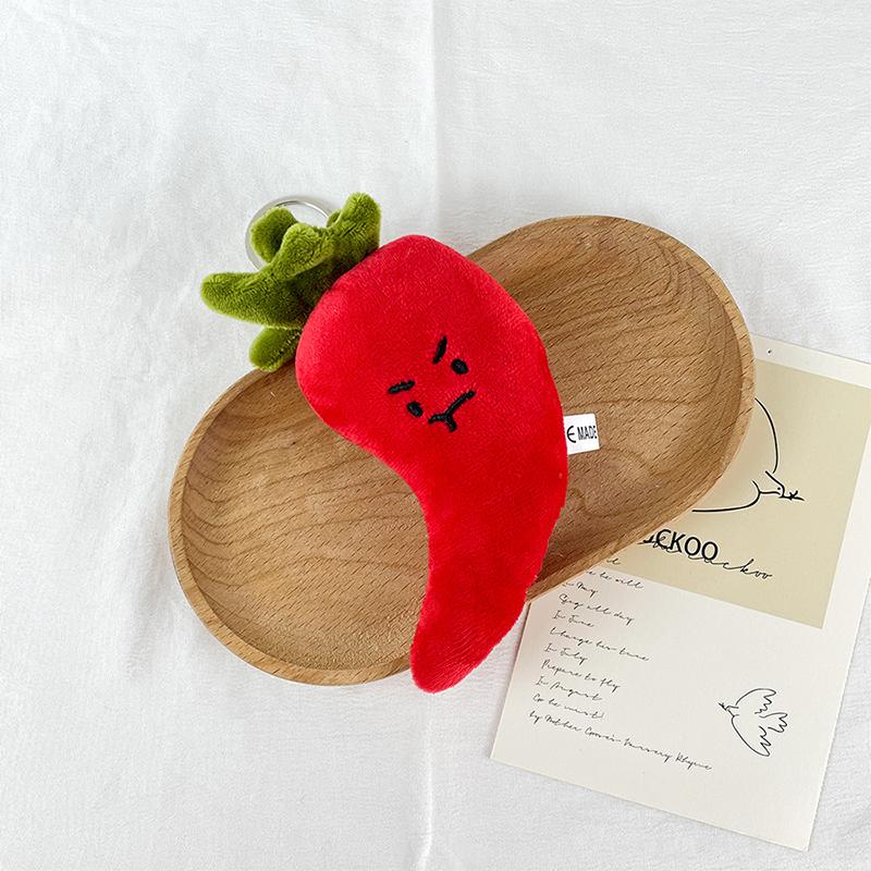 Cartoon Funny Plush Doll Vegetable Keychain Schoolbag Accessories Ginger And Green Onions Chili Toys Key Chain