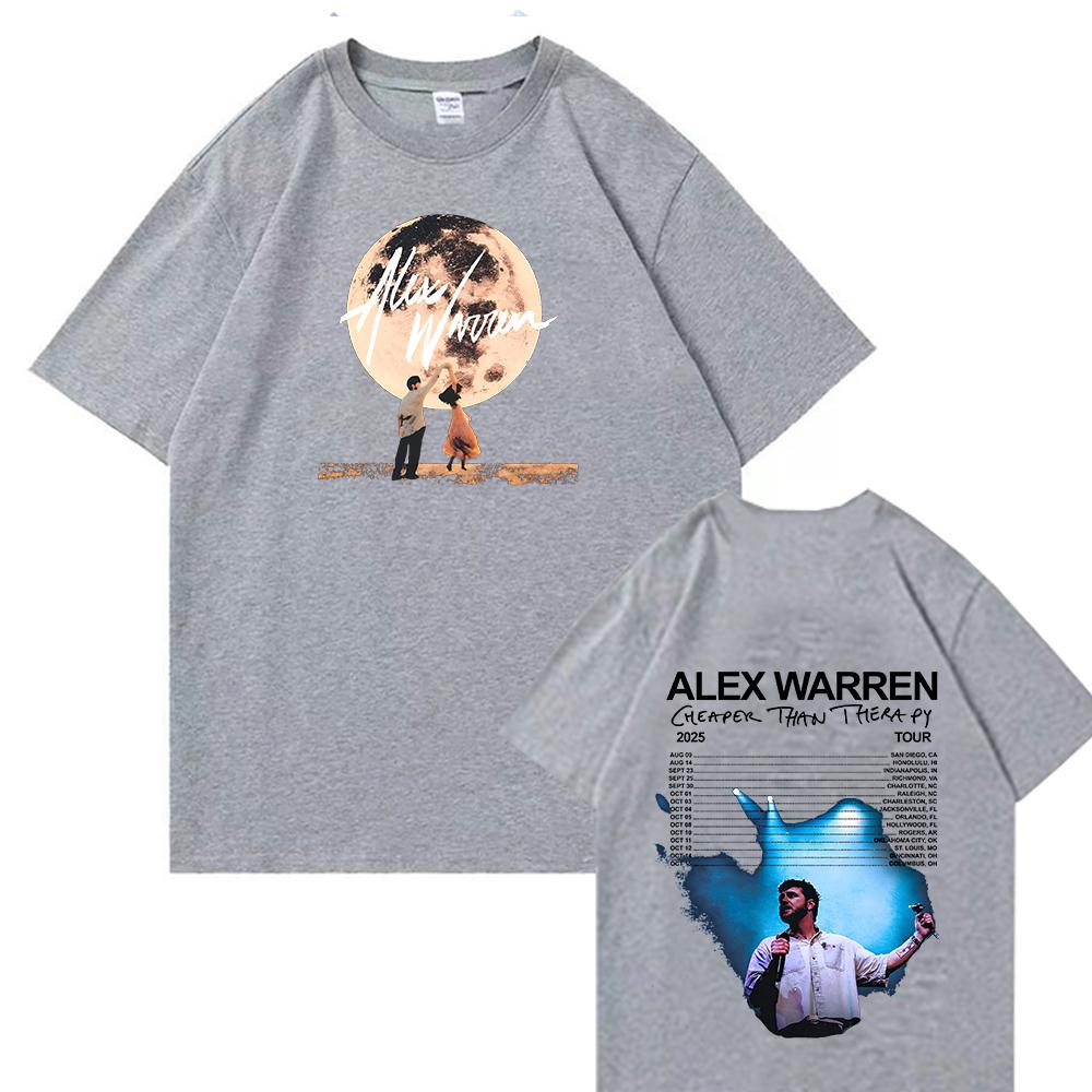Alex Warren Music Tour 2025 Printed Men's Pure Cotton T-shirt Round Neck Short Sleeve Extra Large Retro Summer T-shirt Unisex