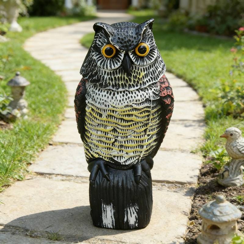Dekoracja Ogrodowa Sowa Odstraszacz Z Ruchomą Głową Do Odstraszania Ptaków i Gryzoni Na Podwórku