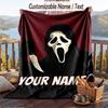 Custom Text Flannel Throw Blanket, Lightweight Cozy Bed Sofa BlanketScream Ghostface