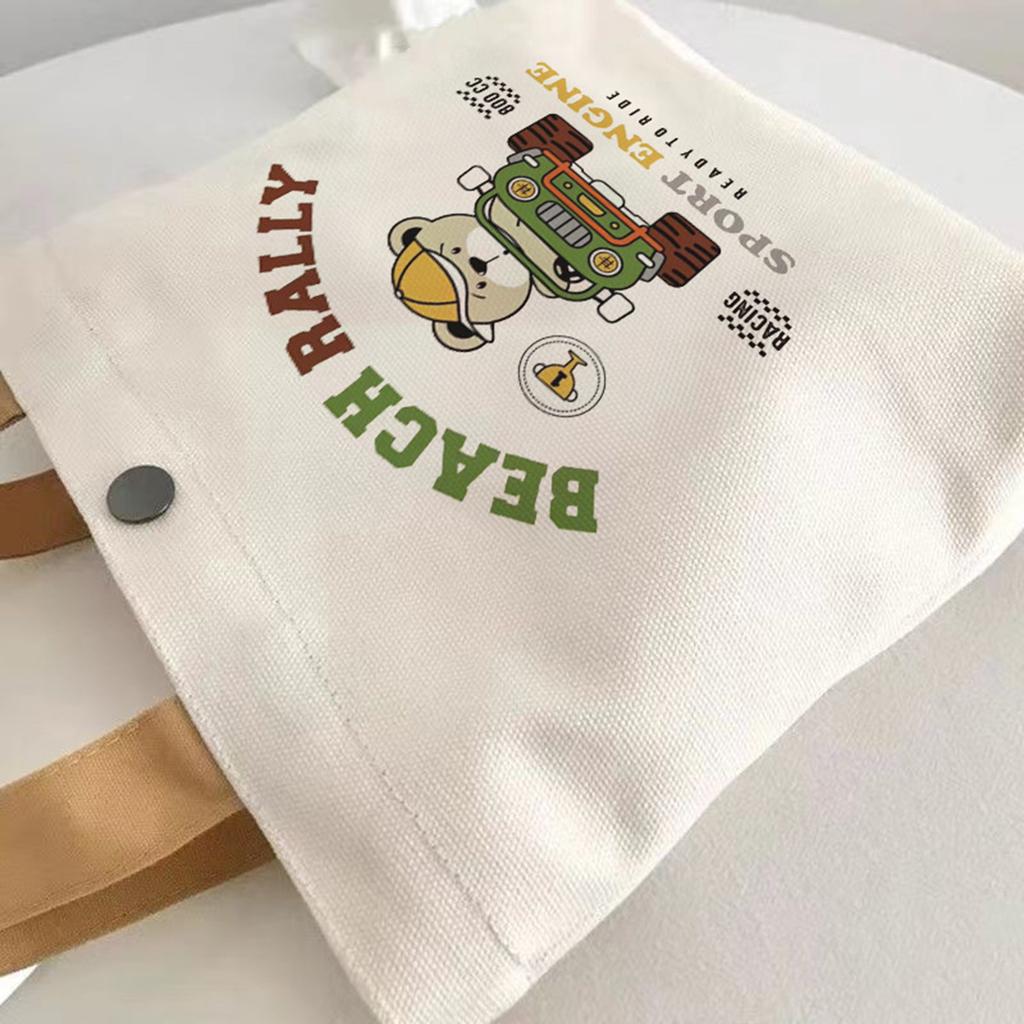 Canvas Tote Bag for School Cartoon Pattern Lunch Box Student Handbag Durable Lunch Carrier Pouch Women Men 27*22cm