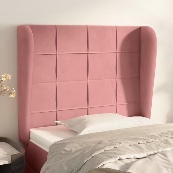 3118003 vidaXL Tête de lit avec oreilles Rose 103x23x118-128 cm Velours