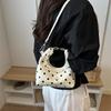 Polka Dot PU Leather Bag with Detachable Strap Lace Ruffled Handle Cute Bow Casual Purse for Daily Use