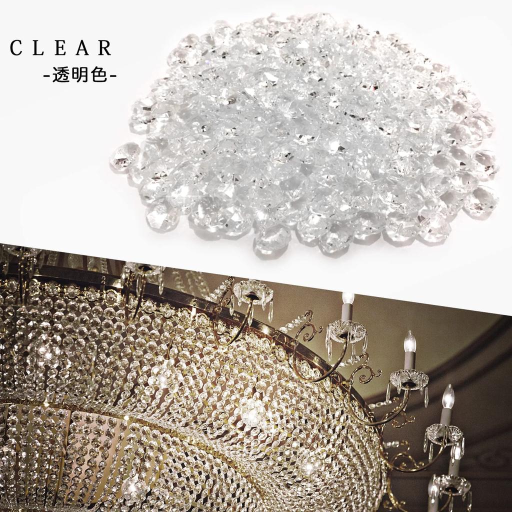 (S-Net) 300 Clear Octagonal Crystal Beads, 14mm, Two-Hole, for Accessories, Curtain Curtains, Crafts, Chandeliers, and Decorative Parts