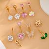 Golden Women's Fashion Classic Butterfly Heart Stainless Steel Navel Ring Set, Various Styles, Suitable for All Seasons