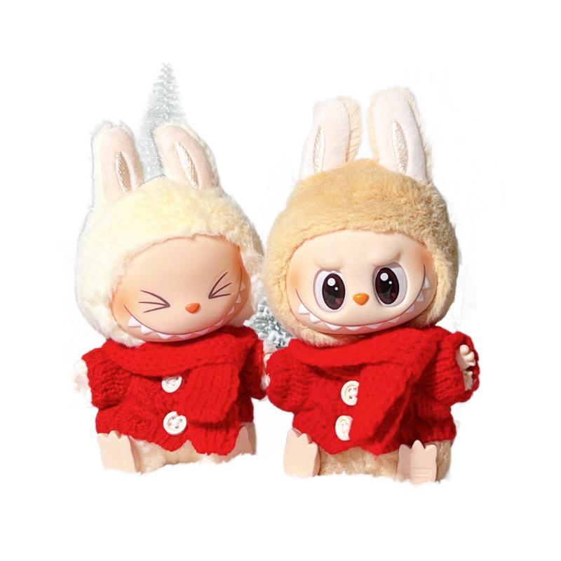 Labubu New Year Doll Outfit: Sweater, Scarf, and Hat Set for 17cm Dolls