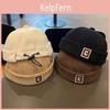 Baby Corduroy Autumn Winter Brimless Hat Solid Color C Letter Toddler Kids Docker Cap Hip Hop Boys Girls Adjustable Melon Beanie