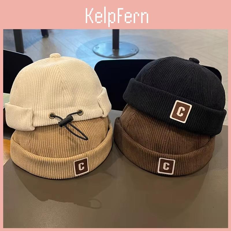 Baby Corduroy Autumn Winter Brimless Hat Solid Color C Letter Toddler Kids Docker Cap Hip Hop Boys Girls Adjustable Melon Beanie