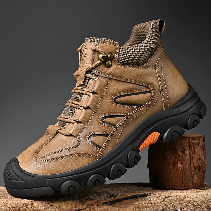 Fashion Handmade Men Hiking Shoes Genuine Leather Mens Walking Shoes All-match Men's Basic Boots Outdoor Men Winter Plush Snow Boots