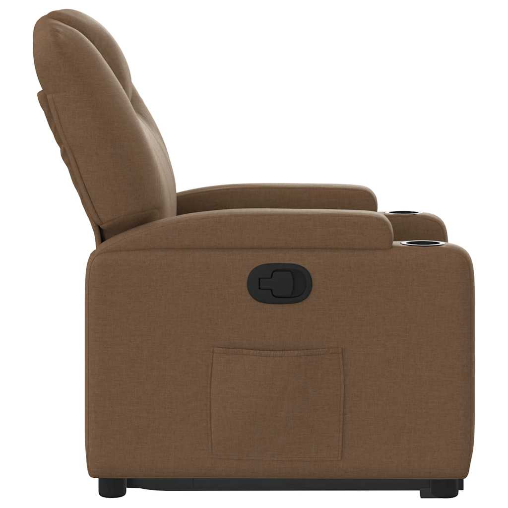 Recliner Chair with Lift Assist Brown Fabric